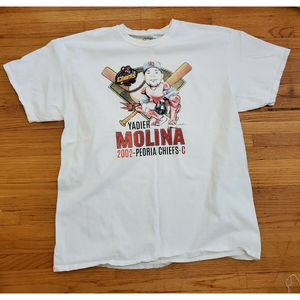 Vintage Yadi Yadier Molina STL  Cardinals 2002 Peoria Chiefs SGA Tshirt Mens XL